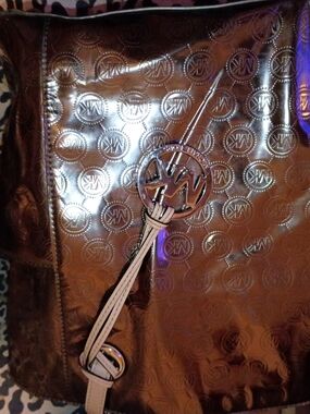Michael Kors Metallic Bronze Logo Tote with MK Charm